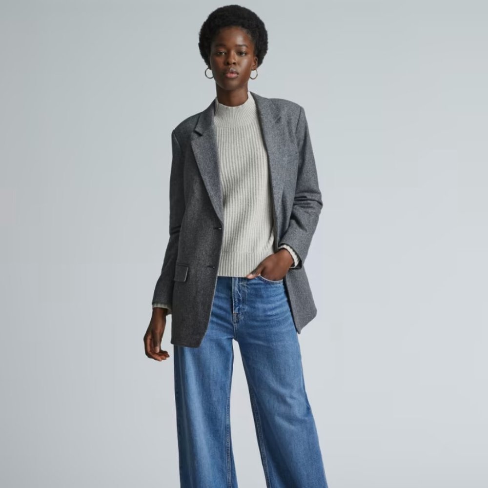 Everlane The Oversized Blazer in Grey Herringbone